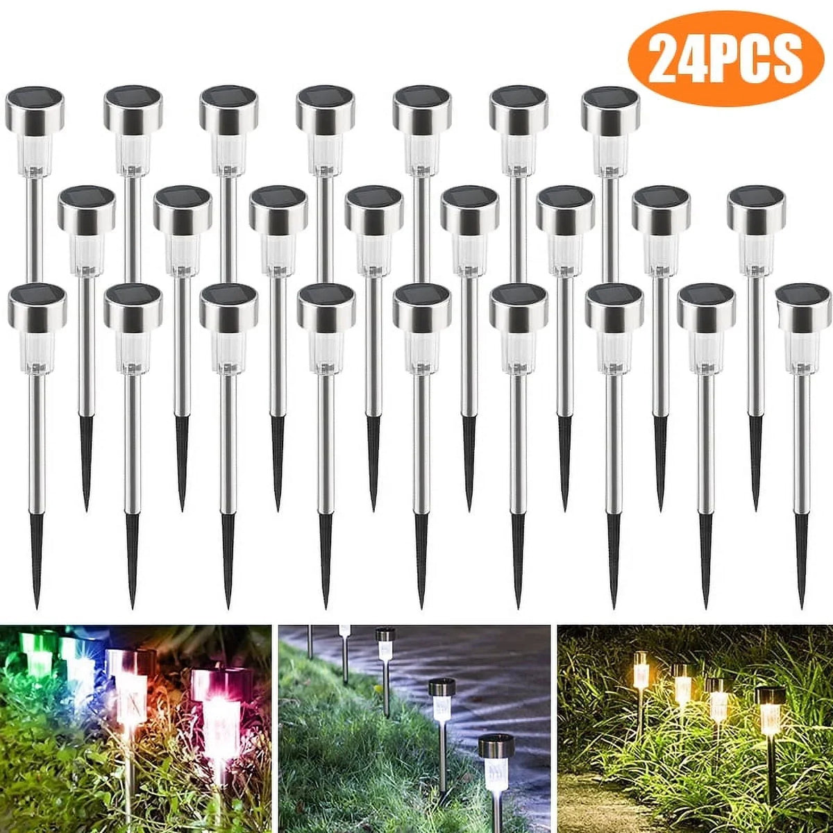 BLITZWILL Solar Lights Outdoor, 24Pack LED Waterproof Pathway Lights for Garden, Landscape, Path, Yard, Patio, Warm White