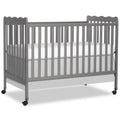 Baby Convertible Crib 3 In 1, Converts from Baby Crib to Toddler Bed, New Zealand Pinewood Baby Bed with Locking Wheels and Teething Rail, Crib with 4 Height and Non Toxic Finish, Stone Gray