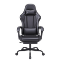 Black Gaming Chair with Footrest and Massage Ergonomic Video Gamer Chair for Adults Leather Gaming Chair High Back Swivel Reclining Computer Chair for Home Office
