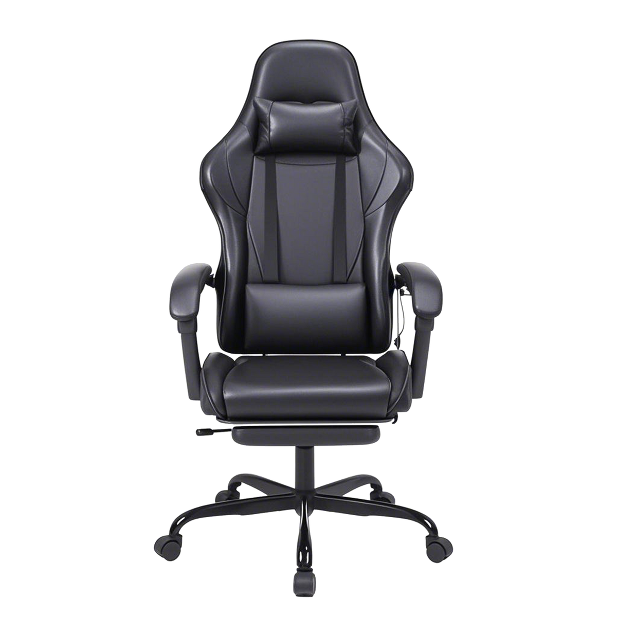 Black Gaming Chair with Footrest and Massage Ergonomic Video Gamer Chair for Adults Leather Gaming Chair High Back Swivel Reclining Computer Chair for Home Office
