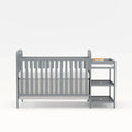 CASEMIOL 3-In-1 Convertible Crib and Detachable Changer, New Zealand Pinewood Baby Crib, Toddler Daybed Bed with 3 Heights, Non-Toxic Finish, Easy to Assemble, Stone Gray
