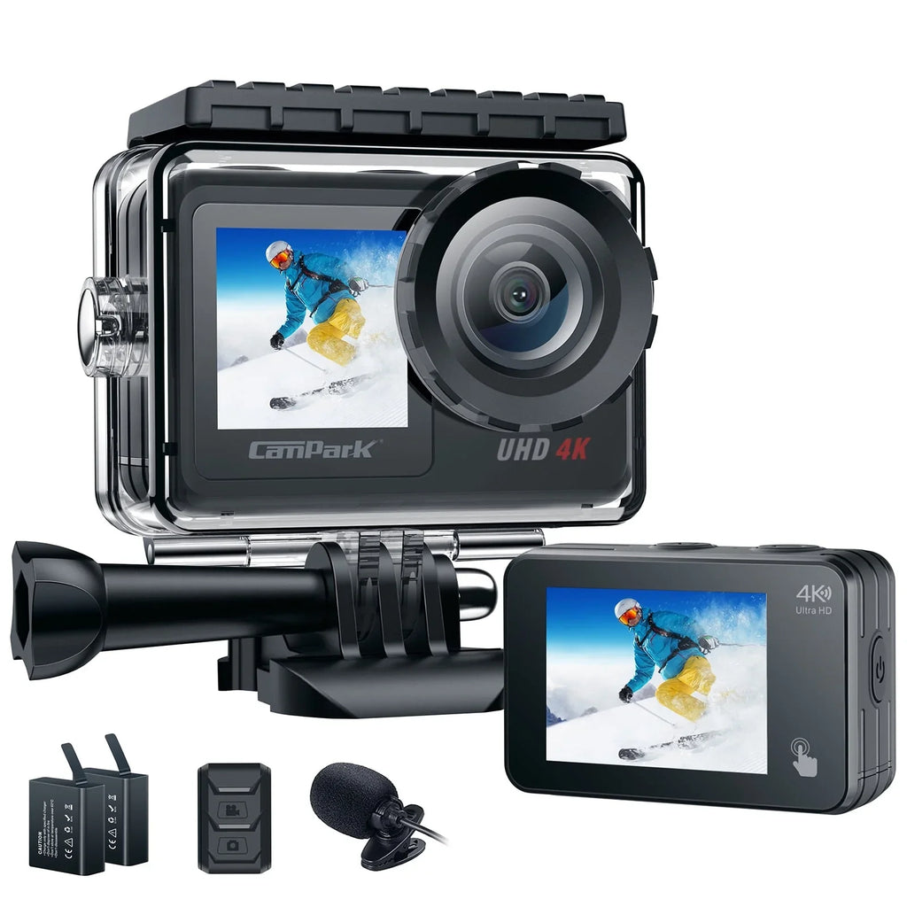 Campark 4K 30FPS Action Camera 20MP Touch Screen Sports Camera Waterproof Underwater Camera WiFi Vlog Camera