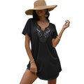 FOLUNSI Womens Plus size Swimsuit Cover Ups V Neck Lace Crochet Summer Bikini Beach Cover ups Dress for Swimwear S-3XL