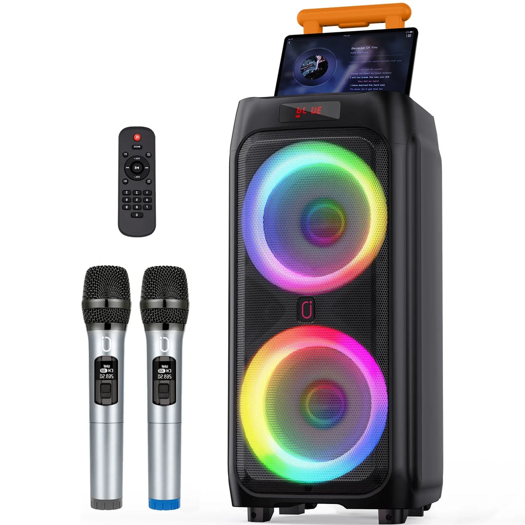 FanFun Karaoke Machine for Adults, 8" Big Bluetooth Party Speaker with 500W Peak Power, PA System with LED Disco Light for Party