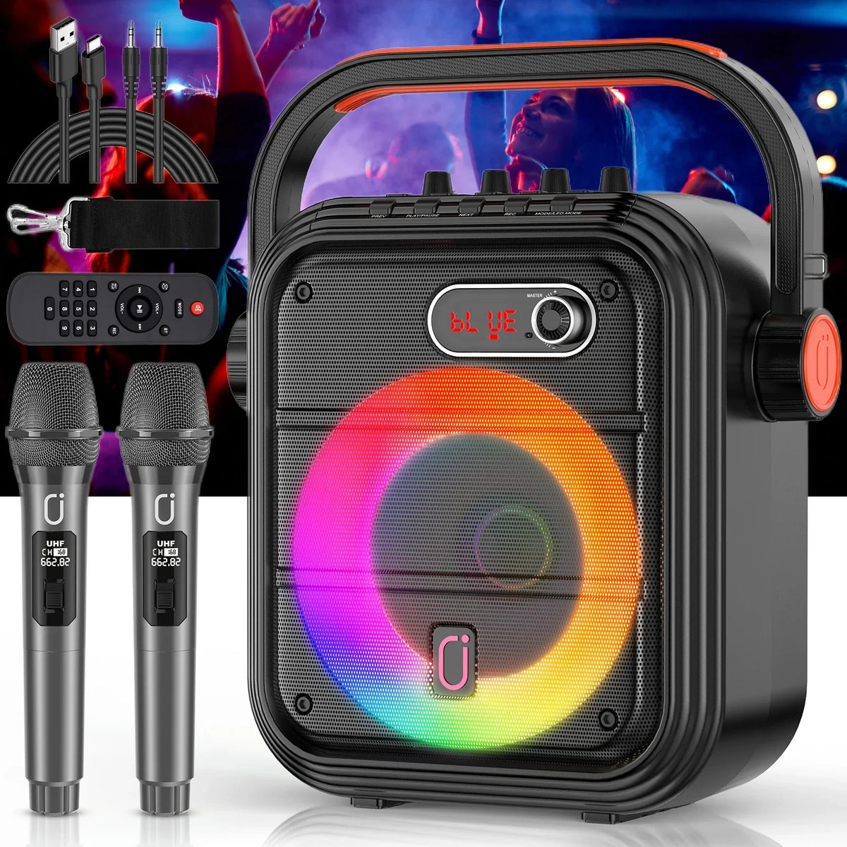 FanFun Party Speaker, Stereo Sound Deep Bass Bluetooth Speaker, Portable Speaker with RGB Light
