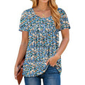 Fantaslook Women Tunic Tops Casual Henley Short Sleeve Shirts Floral Blouses Loose Summer Tops