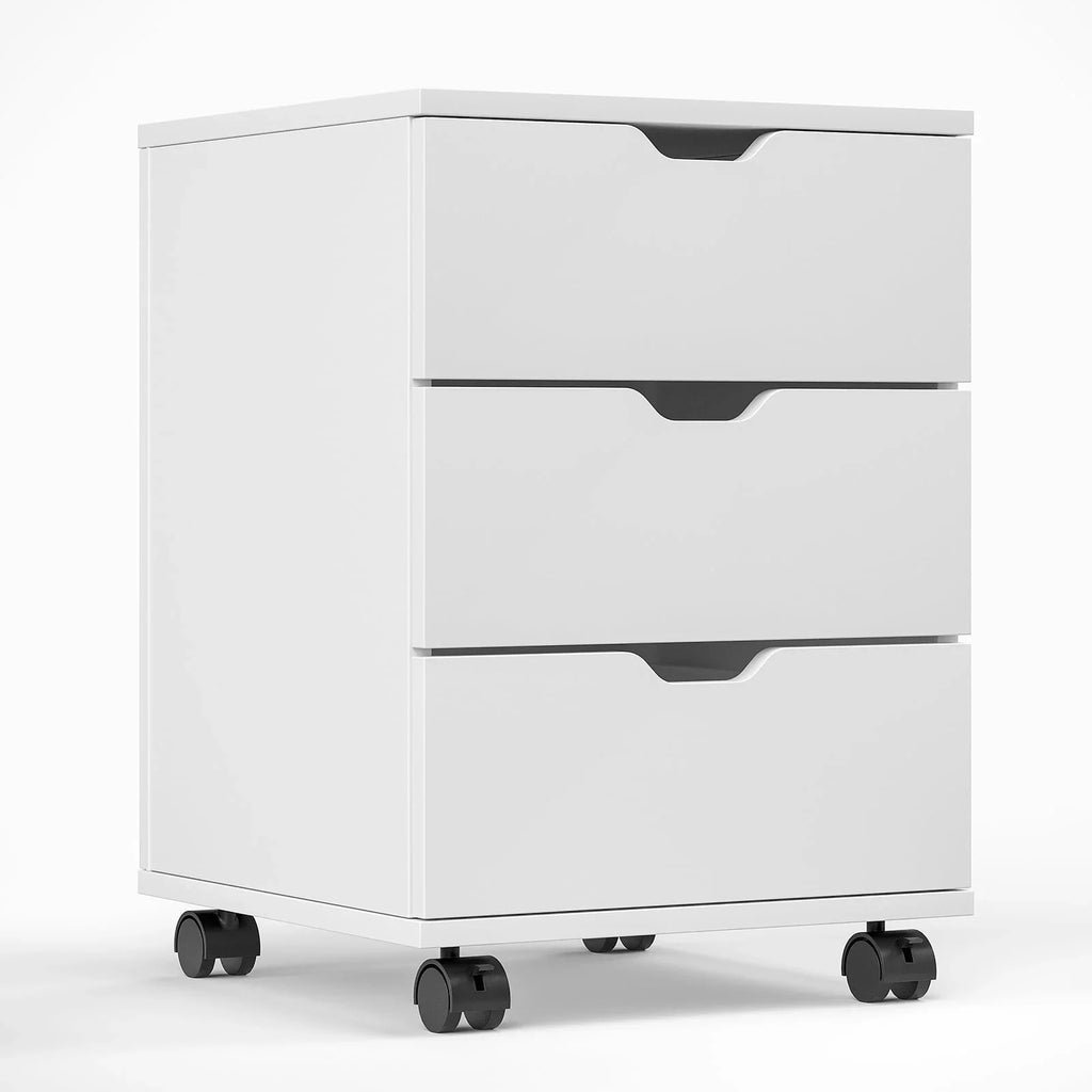 Farini Mobile File Cabinet for Home Office, 3-Drawer Wooden File Cabinet, Perfect for Under Desk Storage, White, Non-Assembled