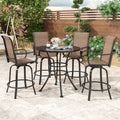 Farini Outdoor Bar Stools Set of 2, 360°Swivel Patio Barstools with Textile Fabric,Ergonomic Comfort Bar Height Tall Outdoor Stools for Balcony,Brown