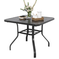 Farini Patio Dining Table 35"x35", Square Outdoor Dining Table with 1.57" Umbrella Hole for Patio Graden Backyard and Poolside