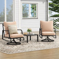 Farini Small Patio Furniture Set, 3 Piece Outdoor Bistro Set, 2 x Swivel Patio Chairs and 1 x Small Side Table, Outdoor Table and Chairs Set with 4" Thick Cushions for Backyard, Porch, Poolside