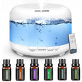 Fimilo Oil Diffuser with 6x10mL Essential Oils, 500ml Essential Oil Diffusers, Aromatherapy Diffuser, Diffusers for Essential Oils Large Room, Baby Room, Home(Pure White)
