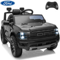Ford Ranger Raptor Ride on Cars for Kids, 12V Powered Ride on Truck Toys with Remote Control, Play, LED Lights, Safety Belt, 4 Wheels Suspension Electric Cars for 3-5 Years Boy Girl, Black