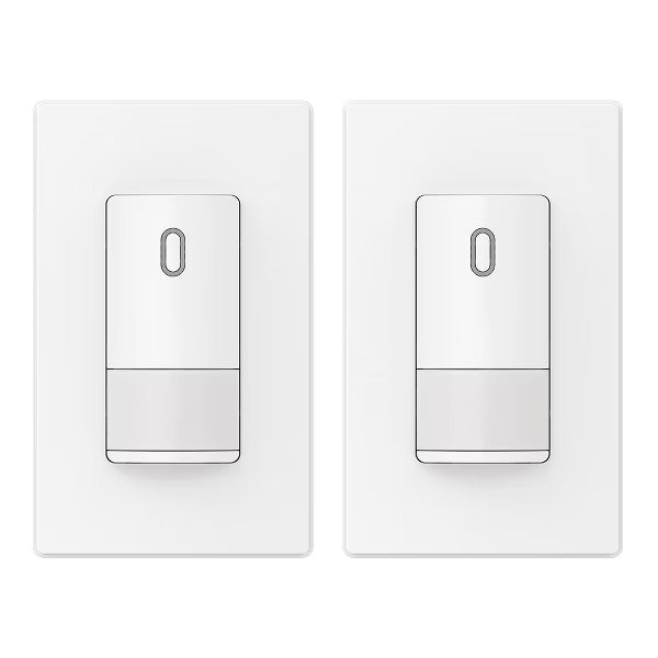 ELEGRP Senso r Light Switch, PIR Infrared Motion Activated Wall Switch No Neutral Wire, Single Pole for CFL/LED/Incandescent Bulb,UL Listed, Lvory 2P