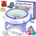 SENTRO 48-Needle Knitting Machine - Blue | Auto Knit Scarf, Hat, Sweater | Easy for Beginners, Includes Tools & Guide