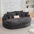 TYBOATLE 83'' Oversized Round Sofa, Soft Cushion Sofa Bed with 6 Pillows, Round Chaise Lounge Chair for Bedroom, Livingroom, Gray