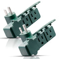 ELEGRP 3 Prong Weatherproof 3-Outlet Extender Adapter, Heavy Duty Triple Grounding Outlet Power Extender with Dust proof Cover, ETL Listed, Green 2PC
