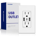 ELEGRP 3 Ports Dual Type A & Type C USB Charger Wall Outlet, 15 Amp Tamper-Resistant Outlet, with Wall Plate, White(1 Pack)