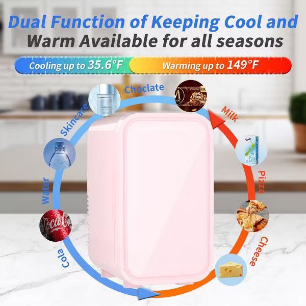 YASHE Mini Fridge, 6 Liter/8 Can 110V AC/DC Portable Thermoelectric Cooler Refrigerators for Bedroom, Skincare, Beverage, Office, Dorm Room and Car