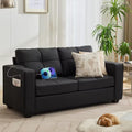 TYBOATLE 88" Faux Leather L-Shaped Sectional Sofa, Comfy Modular Couch with Chaise & USB, Convertible Sofa for Living Room, Bedroom, or Small Spaces