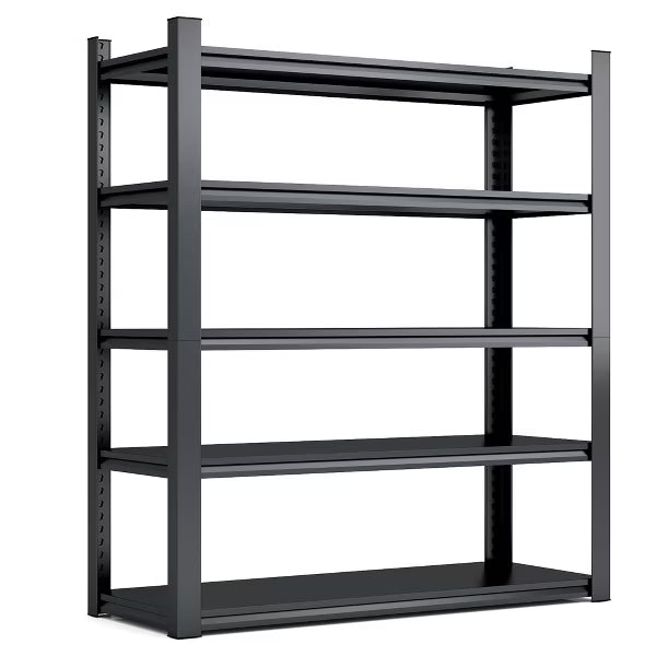 Munora 72"H Heavy Duty 5 Tier Storage Shelves - 3000Lbs Capacity, Adjustable, Suitable for Warehouse, Basement, Workshop, 24"D x 48"W, Black