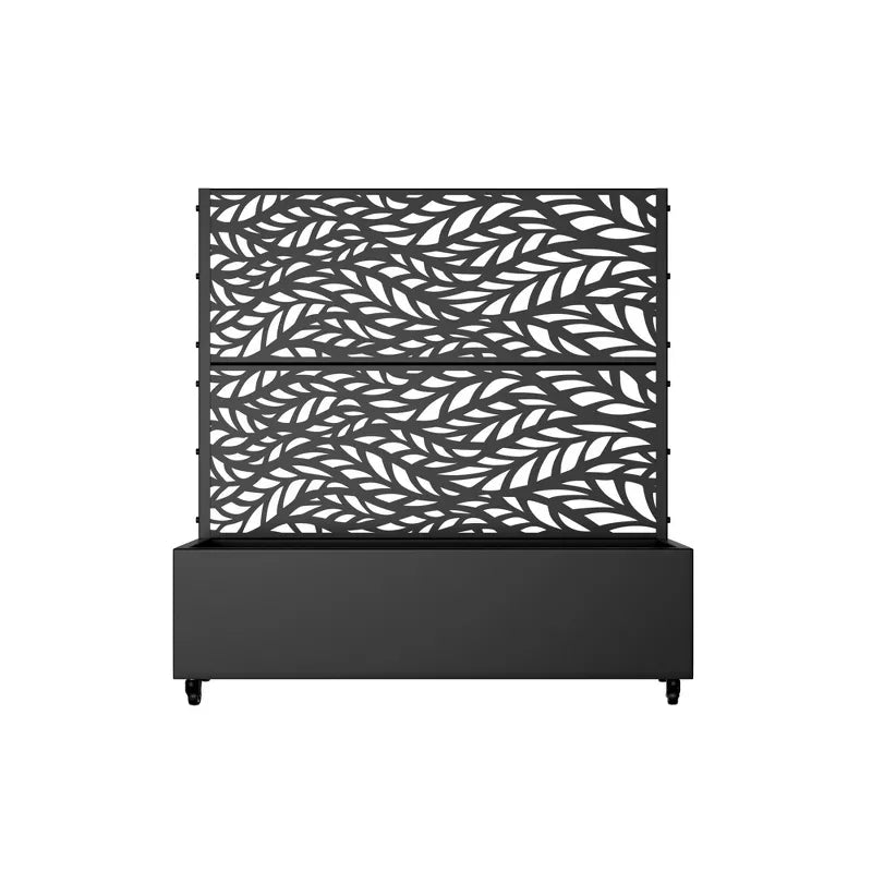 PexFix Outdoor Metal Trellis with Planter Box in Leaf Pattern