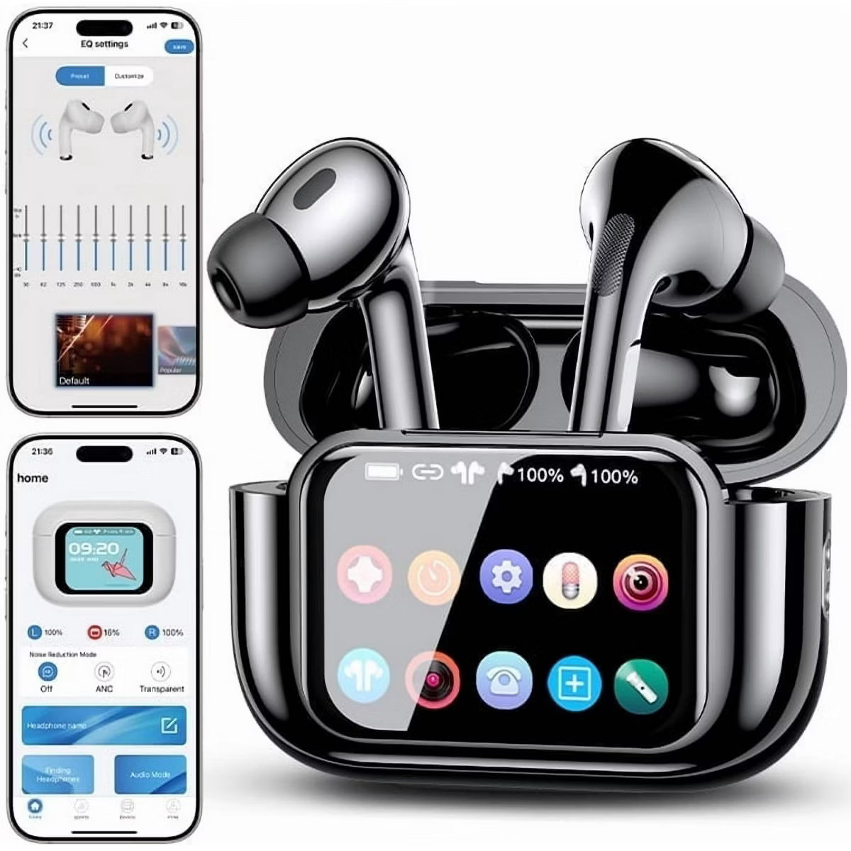 VEATOOL Wireless Earbuds Bluetooth Headphones, Ear Buds with Touch Screen, ANC ENC Noise Cancelling Transparency Mode, 58H Stereo Deep Bass, IPX7
