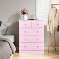 CIPACHO 5 Drawer Cabinet - Macaron Powder Melamine Veneer Particleboard with Matte Gold Handles