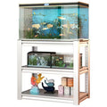 VIYET 31" 3-Tier Adjustable Fish Tank Stand 400lbs Heavy-Duty Metal Aquarium Stand for 20-30 Gallon, Antique White with Floor Pads