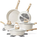 SODAY 12 Pcs Pots and Pans Set, Nonstick Cookware Sets White Granite Induction Cookware,Non Stick Kitchen Cooking Set with Frying Pans Set,Saucepans