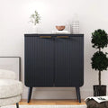 FONTOI Storage Cabinet, Sideboard Cabinet with Doors and Shelves, Buffet Cabinet with Waveform Panel for Dining Room, Black, 23.6*11.8*27.6