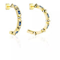 Molenia 14K Gold Plated Huggie Hoop Earrings, 925 Sterling Silver Stud Earrings with Blue Accents Lightweight Large Fashion Jewelry Gifts for Women
