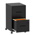 VIYET 27"H Mobile 2-Drawer Metal File Cabinet with Lock & Wheels, Black Heavy-Duty Under Desk Storage for Home Office, Adjustable Feet