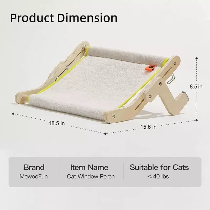 Mewoofun Pet Beds Cat Window Perch Cat Hammock Window Seat Bed with Reversible Mat Holds Up to 40lbs, Beige, 18.50"*15.60"*8.50"