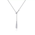 Molenia Dainty Teardrop Lariat Y 925 Sterling Silver Necklace, Mother's Day Birthday Gifts for Mom Women Her