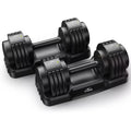 FLYBIRD 1 Pair 55LBS-Adjustable Dumbbell, Multi-weight Options for Full Body Workout（110LB in Total）
