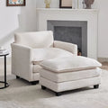 Hyleory 41.34" circle fleece Oversized Accent Chair, Sofa Chair with Ottoman and Large Seat , Modern Armchair for Bedroom Living Room