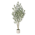 Dr.Planzen Artificial Olive Tree 5FT-7FT Tall - Realistic Tree with Potted White Planter, UV Resistant Leaves, Adjustable Branches for Home Decor