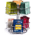 2-Tier Tea Bag Spinning Carousel Organizer, Revolving Countertop Storage for Pantry, Holds Up to 60 Large Tea Bags, Ideal for Matcha Station