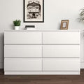 Resenkos 6 Drawer Wide Chest of Drawers, Storage Drawer Organizer, Traditional Bedroom Dresser, Sideboard Buffet for Living Room, White