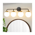 POWLIG Modern Vanity Light Fixture - Bathroom Mirror Lighting with Milk White Glass Globe Shades