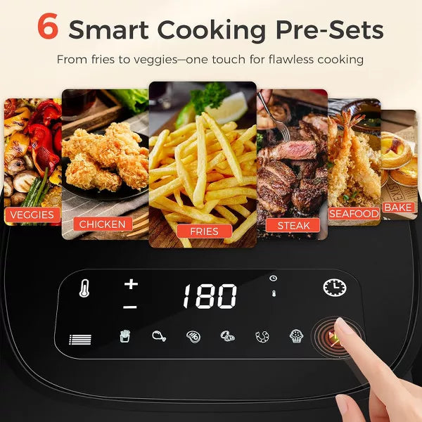 OSTBA Air Fryer with 3D Rapid Air Circulation, Digital Touch Screen, Adjustable Temp & Time, Dishwasher Safe, Oil-Free Healthy Cooking, 4.5 QT