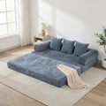 Comfy Convertible Folding Mattress Couch – Blue Modular Chenille Floor Sofa Bed for Living Room, Bedroom, Studio
