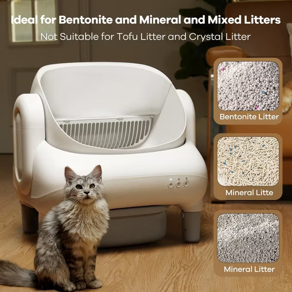 Cumrige Self Cleaning Litter Box, 95L Automatic Cat Litter Box Self Cleaning for Multiple Cats, with Safety Protection, App Control.