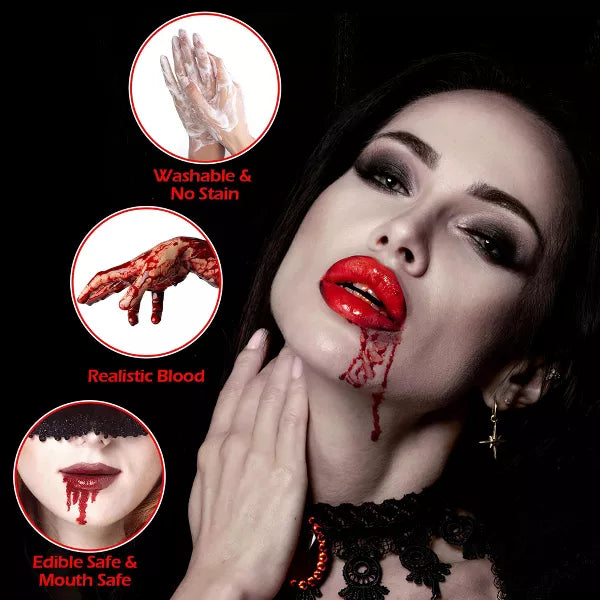 FUN LITTLE TOYS 2 Packs Fake Blood 32oz for Halloween Makeup, Zombie, Vampire and Monster