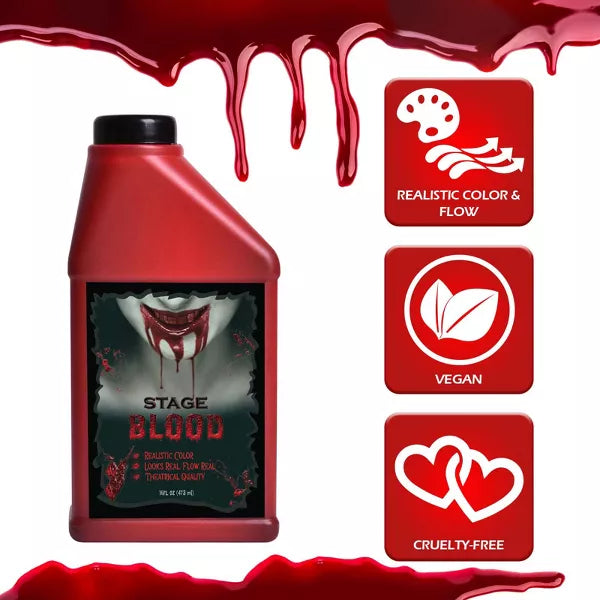 FUN LITTLE TOYS 2 Packs Fake Blood 32oz for Halloween Makeup, Zombie, Vampire and Monster