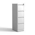 Yukimo Vertical File Cabinet with Lock, 52"H Steel Metal Filing Cabinet, Full Extension Silent Slides, Anti-Tilt Design, White