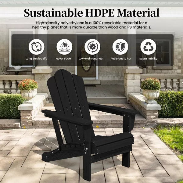Hyleory HDPE Outdoor Folding Chair with Cloud-Shaped Backrest, Portable Patio Seating