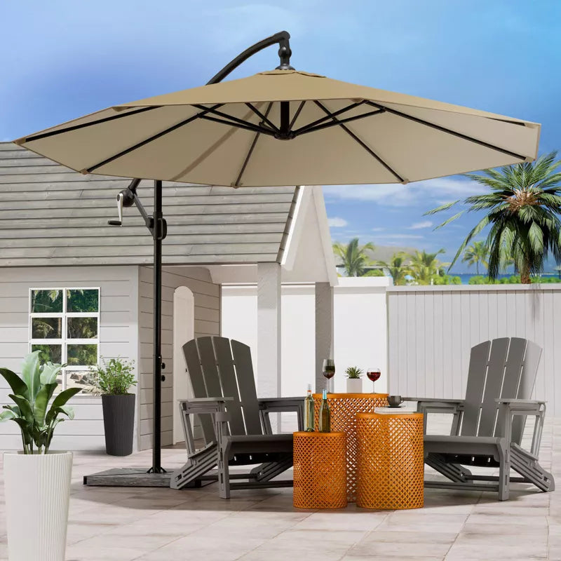 Maggift Patio Umbrellas with Base Included, Outdoor Double-Sided Umbrella with Crank Handle, for Pool Lawn Garden, Brown, 114.17"*114.17"*81.49"