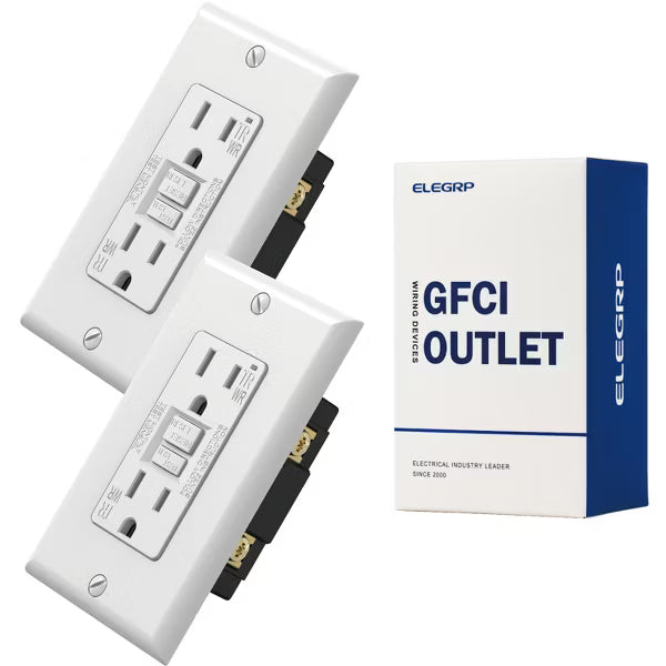 ELEGRP Black 20 Amp 125-Volt Tamper Resistant/Weather Resistant Duplex Self-Test GFCI Outlet