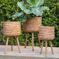 Maggift Planters Bamboo Planters with Outdoor and Indoor, Decorative Plant Pots for Living Room, Garden, Balcony, Home Decor, Brown 19.75"*17"*16.5"